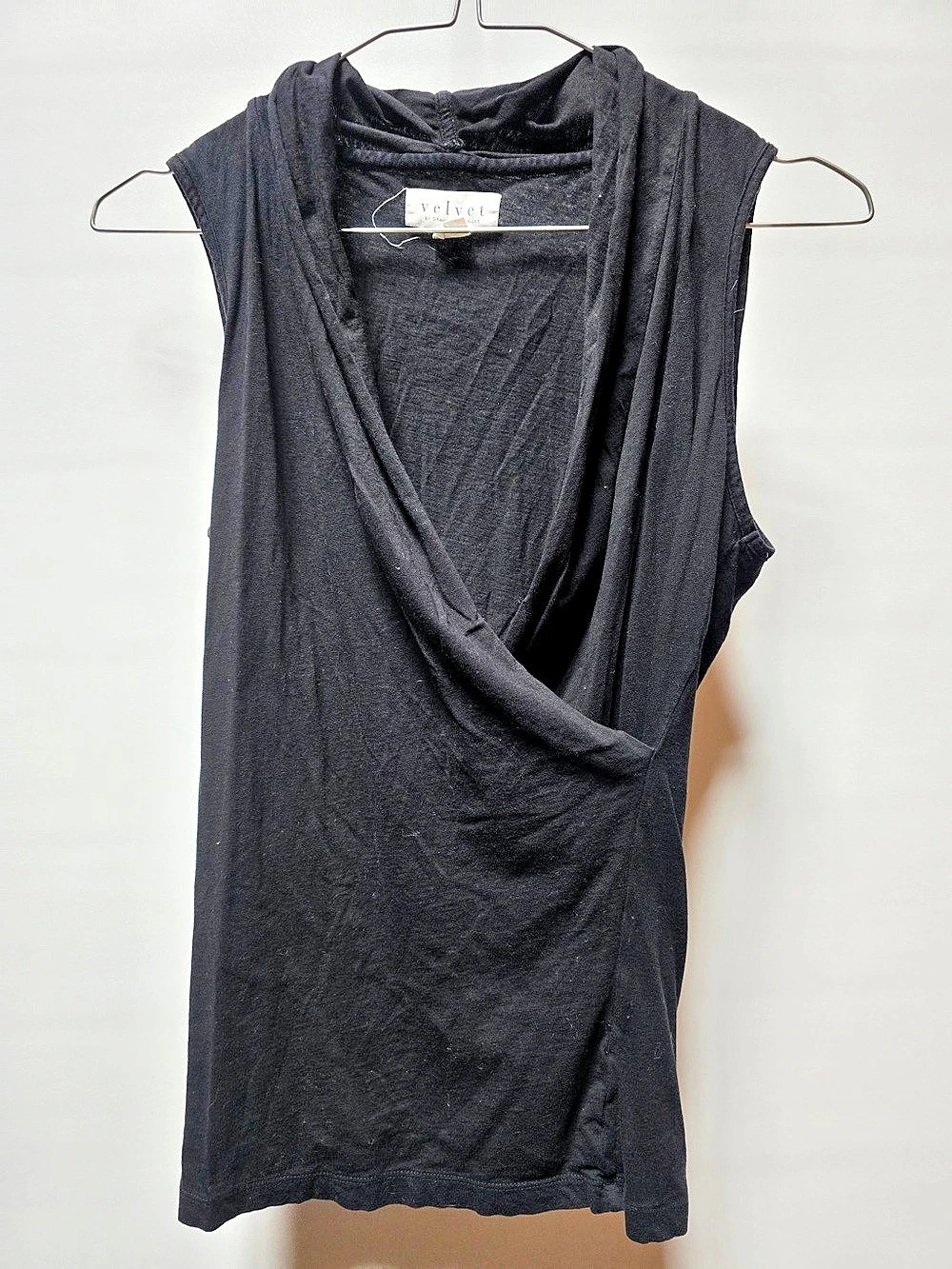Velvet by Graham & Spencer Draped Cowl Neck Black Size XXS